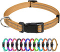 TagME Small Dog Collar, Reflective Puppy Collar, Khaki, 5/8" Width | Lightweight, Nylon Collar for Puppies and Small Dogs, Adjustable Length, 12 Color Choices, Reflective for Evening Walks by TagME