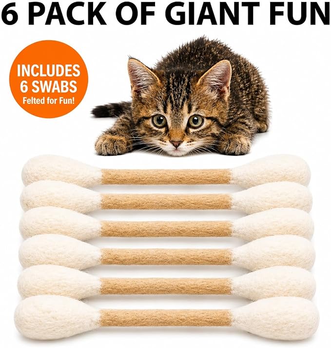 Glaciart One Swabs Cat Toys with Catnip - 6 Pk | Durable for Chew, Cute Cat Toys Interactive Kitty for Boredom, Exercise, & Play | Filled w/Organic Catnip for Anxiety & as Digestive Aid | Gift Idea - Image 6