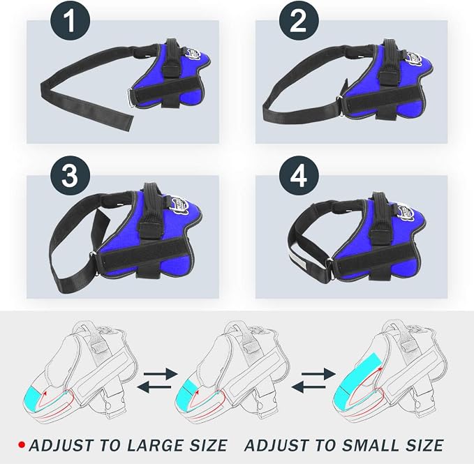 Dog Harness, No-Pull Reflective Dog Vest, Breathable Adjustable Pet Harness with Handle for Outdoor Walking - No More Pulling, Tugging or Choking (Blue, XL) - Image 3