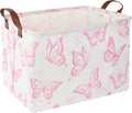 CLOCOR Rectangular Fabric Storage Bin, Waterproof Storage Box with Handles(Pink Butterfly) by CLOCOR