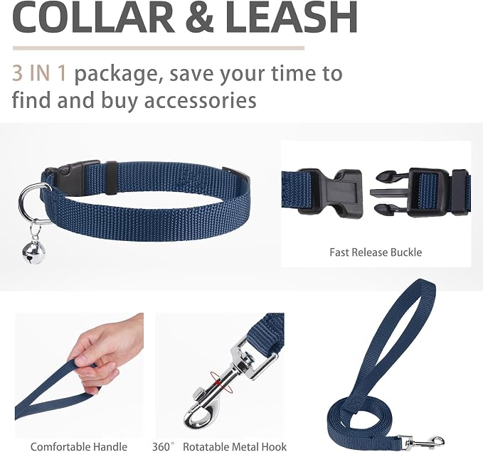 PUPTECK Dog Harness, Collar and Leash Set No Pull for Small Medium Sized | Soft Mesh Puppy Step-in Escape Proof Reflective No Choke Pet Cat Adjustable Walking Vest - Image 4