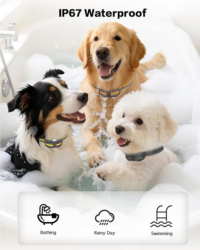 3 Pack Dog Training Collar – Remote Dog Shock Collars with Beep, Vibration and Safe Shock Modes, Rechargeable IP67 Waterproof E-Collars for Small, Medium & Large Dogs with LED Night Light - Image 5