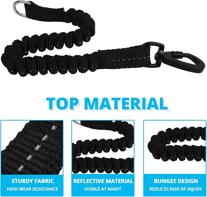 Long Dog Leash 15 FT: Heavy Duty Rope Leashes for Dogs Training with Swivel Lockable Hook Reflective Threads Bungee and Padded Handle - Dog Lead for Large Small Medium Dogs Outside Walking Hiking Blue - Image 2