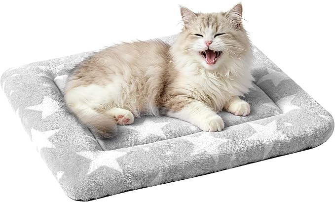 Dog Bed Mat – Soft & Comfortable Dog Kennel Pad for Crate – Durable Crate Bed & Mat for Dogs & Cats – Ideal for Crate, Kennel, and Home Use (Big&Little Stars Grey, XS(18"*14"*1.5")) - Image 8