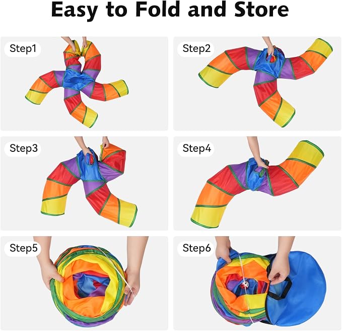 Joytale Cat Tunnel for Multiple Cats, 5-Way Indoor Tube Toy to Chase & Hide | Bell ball & Toy Mouse Included; Peekaboo Hole; Pops Open & Folds Into Zip Bag; Fits Cats to ~12 lb; Kittens & Rabbits Too - Image 6