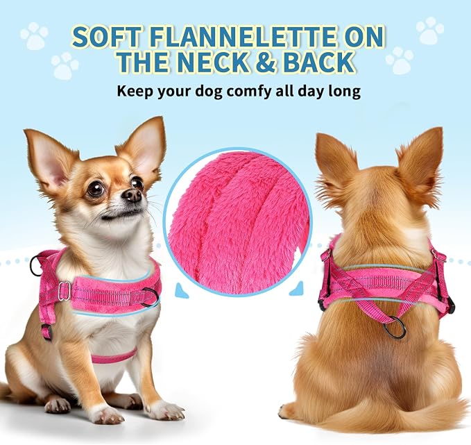 SlowTon No Pull Small Dog Harness and Leash Set with Front Clip | Soft Padded, Neck & Chest Adjustable, Lightweight, Anti-Twist, Puppy Vest Harness Pet Lead Combo for Small Medium Dog, FU, M - Image 2