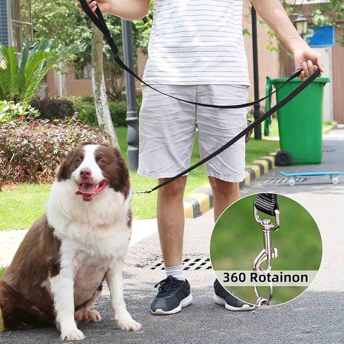 AMAGOOD 6 FT Puppy/Dog Leash, Strong and Durable Traditional Style Leash with Easy to Use Collar Hook, Great for Small, Medium and Large Dogs (1" x 6 ft, Black and Green (2-Pack)) - Image 5