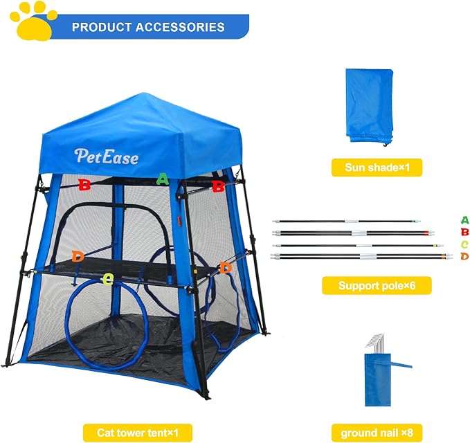 Cat Tower Tent,Outdoor Patio Cat Enclosures with Breathable Mesh,Indoor Playpen Portable Exercise Tent - Image 7