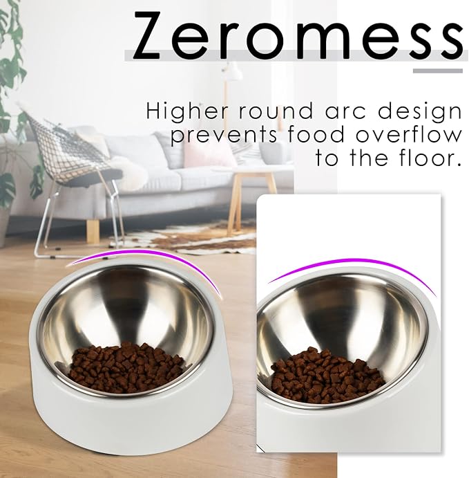 SUPERDESIGN Anti-Vomiting 15° Slanted Pet Bowl, S/0.5 Cup, Gray | 15° Tilted, Anti-Vomit & Neck Relief, Non-Slip Base, Detachable Stainless Steel Liner, Dishwasher Safe, for Cats & Dogs - Image 7
