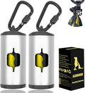 Metal Dog Poop Bag Holder 2-Pack w/Leash Clip|Durable Scratch-Resistant Aluminum|30 Bags+6 Accessories（Silver） by SHAOUMAN