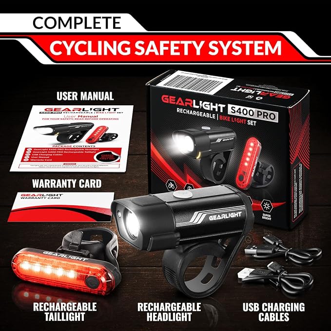 Bike Lights for Night Riding, USB Rechargeable Front and Back Lights, LED Bicycle Headlight and Tail Light Set, Water Resistant Bike Lights Rechargeable for Mountain Bikes, Kids Bike Light, MTB Light - Image 7