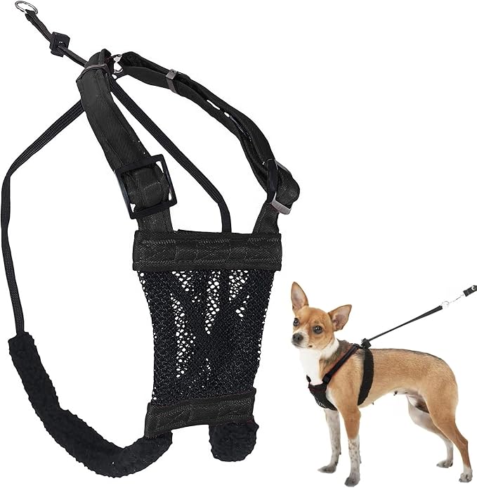 Sporn No Pull Dog Harness, Durable Nylon Mesh Harness for Small Dogs, No Choke Design, Padded Restraint Sleeves, Adjustable Fit, Easy On/Off, XS for Extra Small Breeds, Black by Sporn
