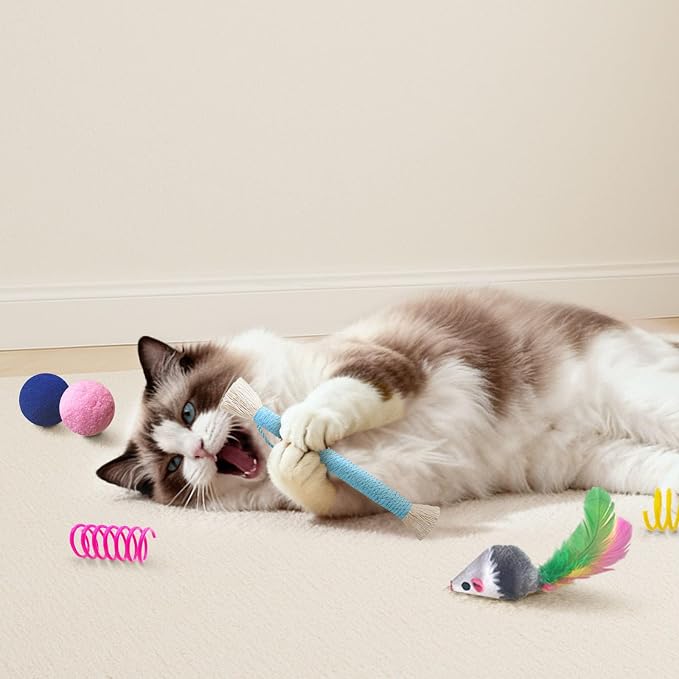 Cat Toys for Indoor Cats, 34 Pack Interactive Cat Toy Set for Kitten | Kitten Toys Variety Pack with Chew Toy, Spring, Mouse & Ball, Ideal for Enrichment, Boredom Relief and Self Play, Toy Bulk - Image 5
