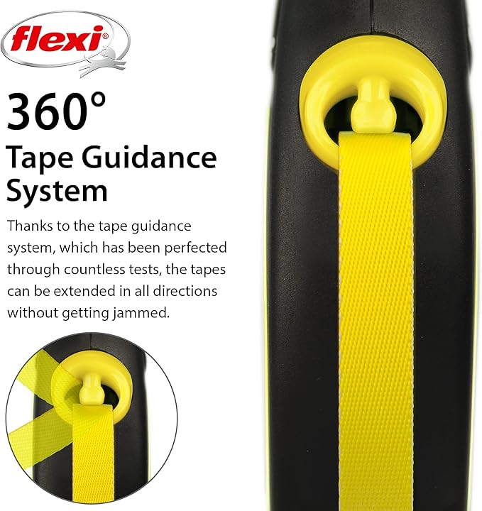 FLEXI® Neon Tape Retractable Dog Leash, Large, 16 ft - Neon Yellow/Black | German engineered, original flexi leash, durable quality for dogs up to 110 lbs, tangle-free, walking, reliable brake system - Image 6