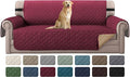 H.VERSAILTEX Sofa Slipcover for Dogs/Cats/Pets Sofa Cover Quilted Furniture Protector with Non Slip Elastic Strap Water Resistant Sofa Covers Couch Covers Seat Width to 66" (Sofa, Red/Tan) by HVERSAILTEX