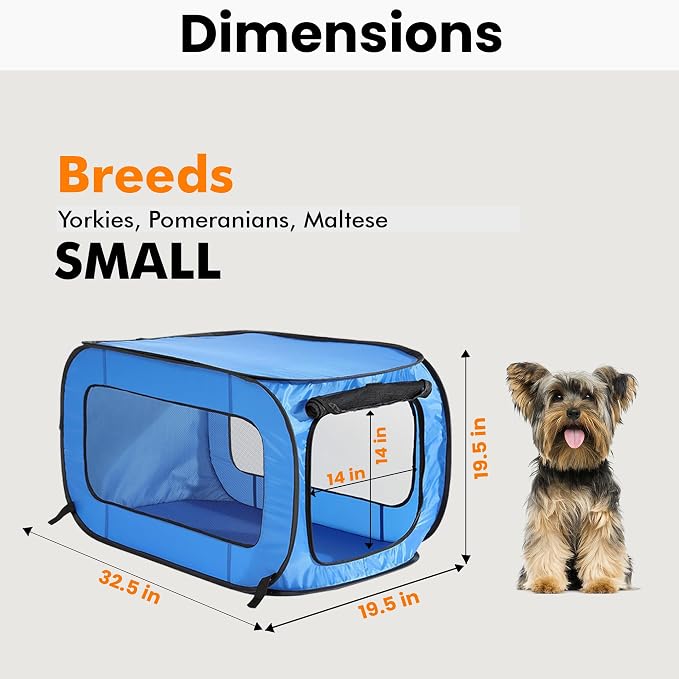 Beatrice Home Fashions Portable, Collapsible, Pop Up Kennel Travel Cat and Dog Crate, 32.5" L x 19.5" W x 19.5" H, Blue (Pack of 12) - Image 2