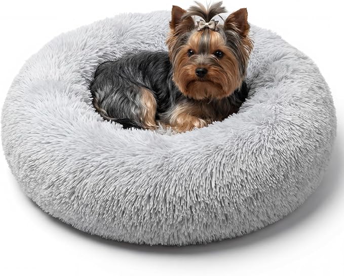 nononfish Soft Donut Dog Bed,Cozy Calming Pet Bed for Small Dogs | Soft plush donut bed designed for comfortable everyday pet rest. by nononfish