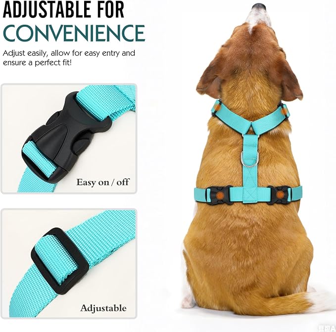 Pawaboo Dog Car Harness, Adjustable Dog Safety Vest Harness with Seat Belt | Breathable Pet Vest & Dogs Safety Tether with Elastic Bungee for Small Medium Large Pet, XL, Blue - Image 3