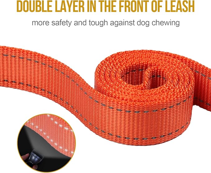 OneTigris No-Pull Dog Leash with Handle for Medium Large Dogs (Orange, 6FT) | Durable lead built for training & daily walks. Ideal drag line for strong pullers and large breeds like bully dogs. - Image 4