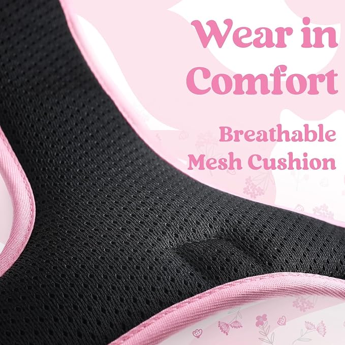 rabbitgoo Dog Harness Medium Sized, Updated Easy On & Off with 3 Buckles | No Pull No Choke, Walking with 2 Clips and Handle, Adjustable Soft Reflective, Floral Pink, Medium - Image 8