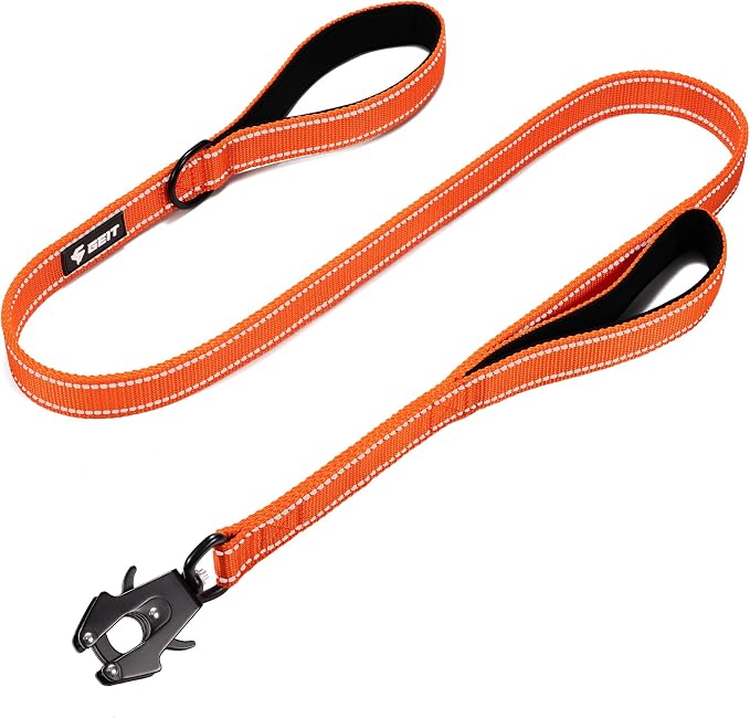 GEIT 2 Padded Handles Heavy Duty Dog Leash for Small Medium and Large Dogs | 4/5/6FT Reflective Dog Leashes with Aluminum Quick Release/Locking Tactical Frog Clip,Comfortable Traffic Handle by GEIT