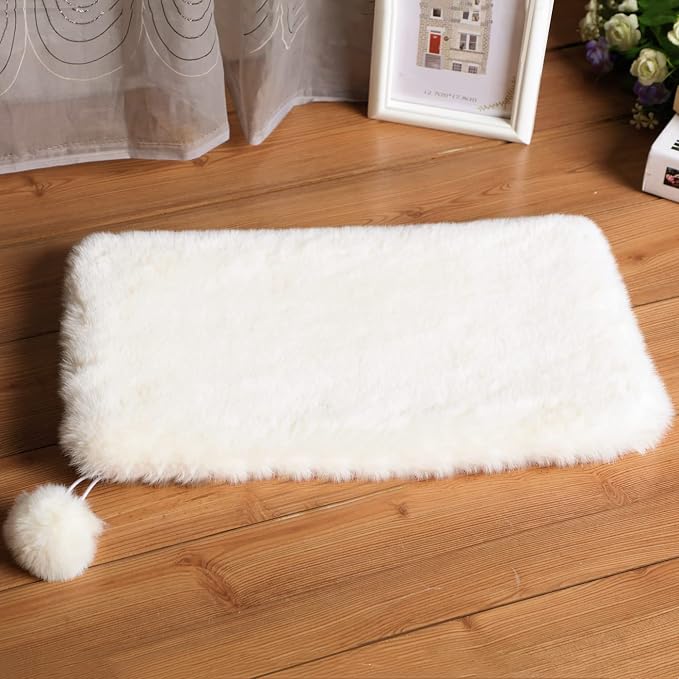 SHENGOCASE 2-Pack 10"x18" Rectangular Faux Rabbit Fur Cat Dog Bed Cushion Pad Mat, Cat Tree Tower Replacement Cushion Pad for Window Perch Carrier House Cage Crate Kennel Furniture - Image 2