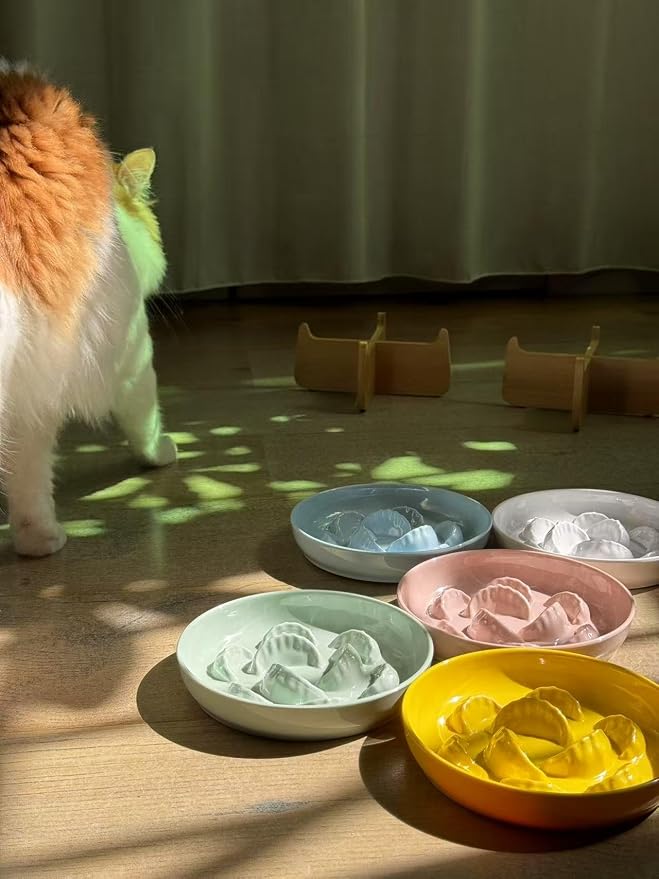 Unbreakable Slow Feeder Bowl for Cats and Small Dogs- Cat Plates for Wet & Dry Food- Melamine Puzzle Cat Bowl for Slow Eating- Whisker Friendly & Dishwasher Safe & Non Slip Design - (Blue,6.3'W*1.5'H) - Image 8