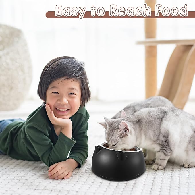 Irenare Elevated Cat Bowls 4 Pack, Stainless Steel Slanted Food Dishes 7oz, Raised Pet Bowls for Cats Small Breeds, Ergonomic Kitten Puppy Feeding Set for Digestion Health Easy Clean - Image 6