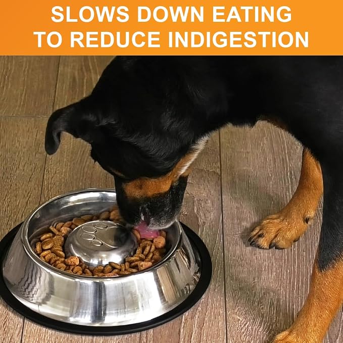 Neater Pet Brands Stainless Steel Slow Feed Bowl - Non-Tip & Non-Skid - Stops Dog Food Gulping, Bloat, Indigestion, and Rapid Eating (3 Cup) - Image 4