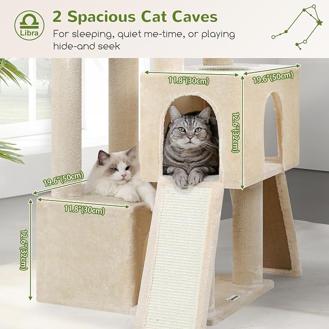 Globlazer Heavy Duty Cat Tree 78 inch Sturdy Cat Tower for 20lbs Large Adult Cats, Symmetrical Aesthetic Big Cat Tree with Extra Large Platform, 2 Scratching Boards, Z78, Beige - Image 3