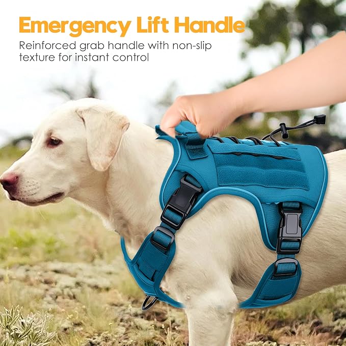 Heavy-Duty Tactical Dog Harness for Large Dogs, No Pull Adjustable Reflective Pet Vest with Molle System, K9 Military-Grade Control for Service Training, Outdoor & 10+ Breeds, Blue, X-Large - Image 8