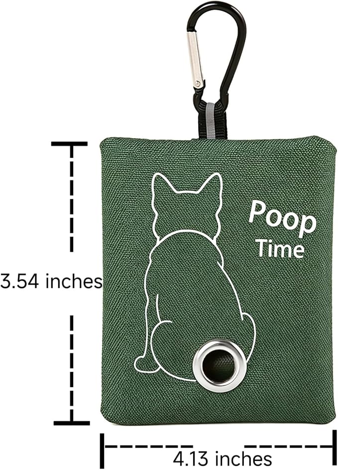 Green Dog Poop Bag Dispenser for Leash (Military green) | Carabiner Clip, Easy Bag Dispensing, Leash Attachable, Funny Design - Image 2