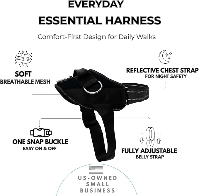 ShawnCo Essential Dog Harness, No-Pull Pet Vest (Midnight,XS) | 3 Leash Clips, Easy On, No-Choke, Reflective, Adjustable Fit, Padded Comfort, Control Handle, For Small, Medium & Large Dogs - Image 2