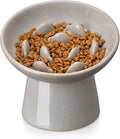 vancasso Ceramic Slow Feeder Cat Bowl, 6.25 Inch Elevated Cat Slow Feeder Bowl, Anti Vomiting for Dry and Wet Food, Grey by vancasso