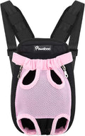 Pawaboo Pet Front Carrier Backpack for Small Medium Dogs | Legs Out Easy-fit,Adjustable Straps,Hands-Free,Soft Padded Support for Travel Hiking Cycling Camping,Pink,S by Pawaboo