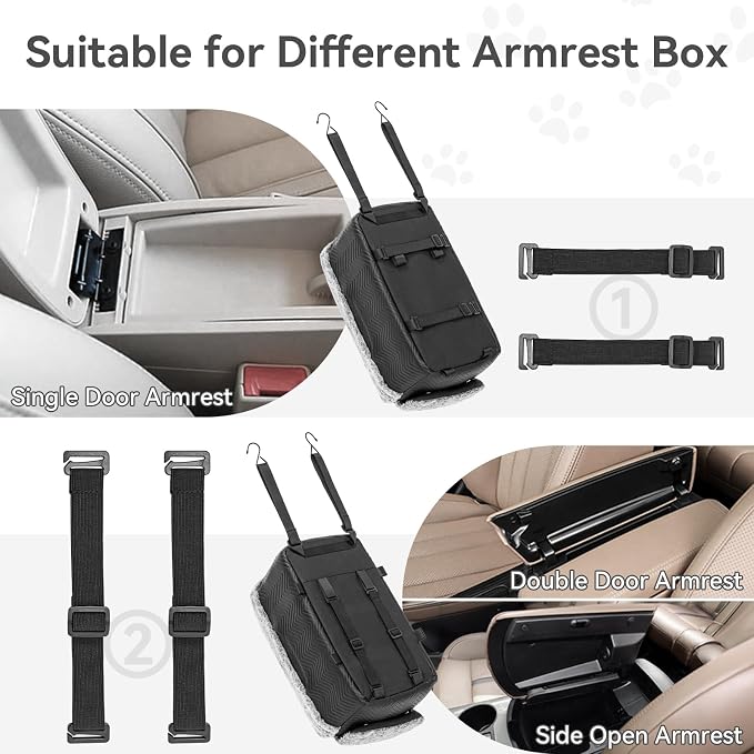 PETSFIT Center Console Dog Car Seat, Portable Pet Car Seat with Safe Protective Hooks, Luxury Dog Car Seats for Small Dogs Includes Safety Leash and Storage Pocket for Pets Up to 9 lbs (Black) - Image 5