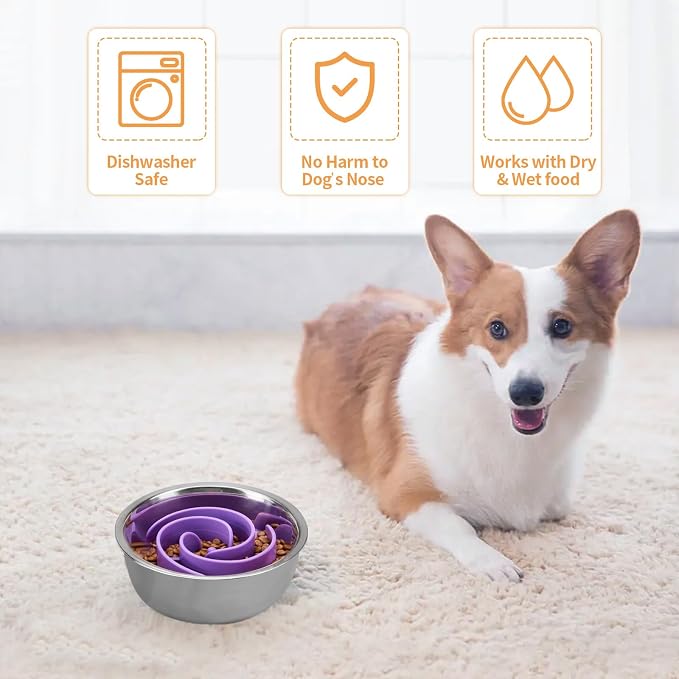 Slow Feeder Dog Bowls Insert, Bestalk Soft Silicone Slow Eating Feeder Insert with Suction Cups for Small, Medium and Large Dogs, Fit into Basic and Elevated Bowls - Image 6