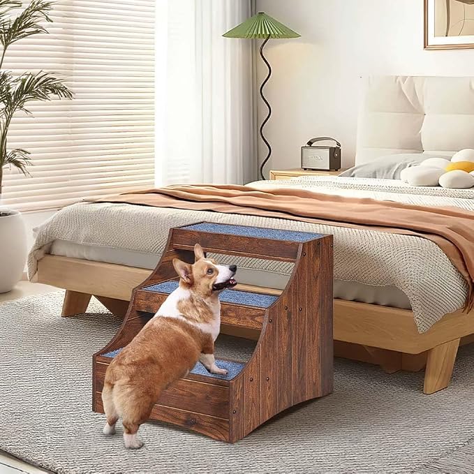 unipaws Pet Bunk Bed with Removable Step for Dog and Cat, Window Perch Seat | Multi-Level Bed with Cushion and Cat Scratch Pad, Indoor Use, Walnut - Image 5
