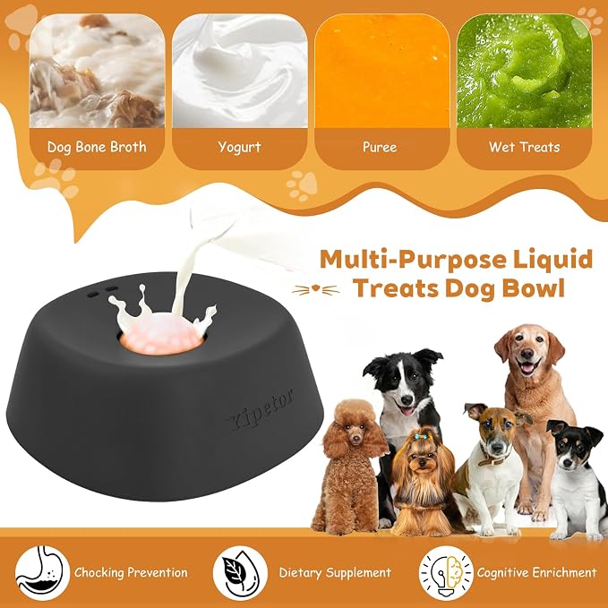 Yipetor Dog Lick Bowl, Rolled Ball-in Slow Feeder Enrichment Puzzle Toys | 3/4 Cups Bone Broth, Yogurt, Liquid Treats Lick, BPA-Free & Dishwasher Safe for Dogs Dietary Supplement or Post-op Nutrition - Image 4