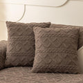 vctops Pack of 2 Geometric Jacquard Plush Throw Pillow Covers for Couch Bed Sofa Farmhouse Neutral Solid Color Soft Cushion Covers (Brown,18"x18") by vctops