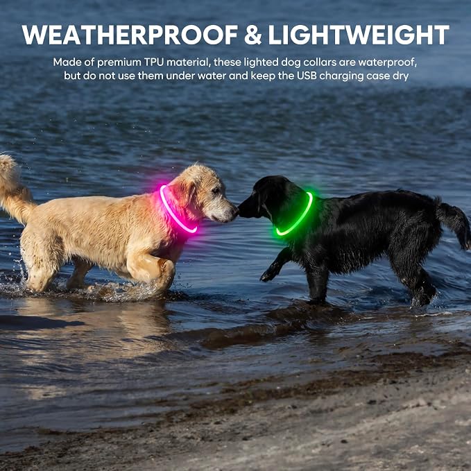 Led Dog Collar - Waterproof Lighted Pet Collar Rechargeable for Night, TPU Cuttable Light Up Doggie Collar for Small, Medium, Large Dogs Walking (Green) - Image 8