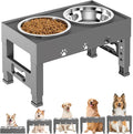 Elevated Dog Bowls with 2 Stainless Steel Bowls, 5-Height Adjustable Stand (3.1", 9" to 12"), for Improved Digestion & Neck Support, Easy Clean, Non-Slip Base Raised Feeder for Medium Large Dogs by LAKIPETNPetSupplies