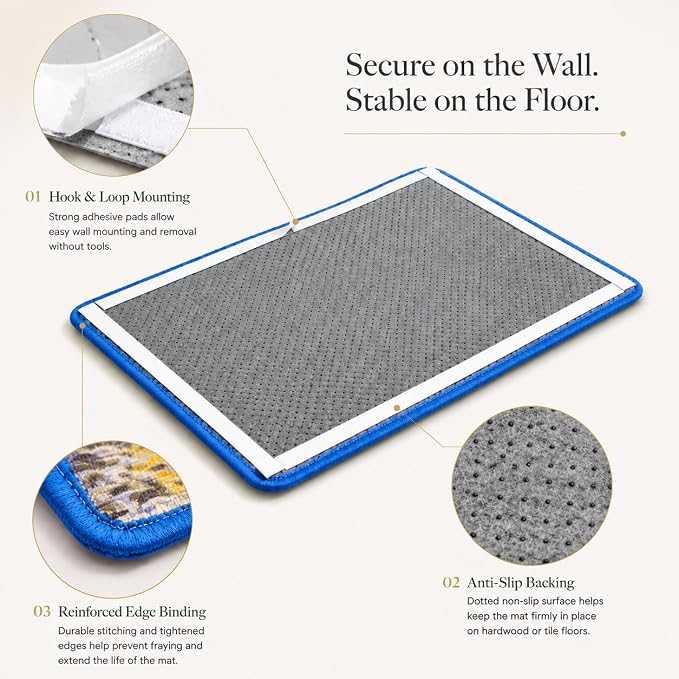 Art Sisal Cat Scratcher Mat, Cat Wall Scratchers for Indoor Cats | Wall Mounted Cat Scratcher, Natural Sisal, No-Drill Hook & Loop Setup, Floor or Wall Use, 23.6 x 15.7 Inch, Starry River - Image 6