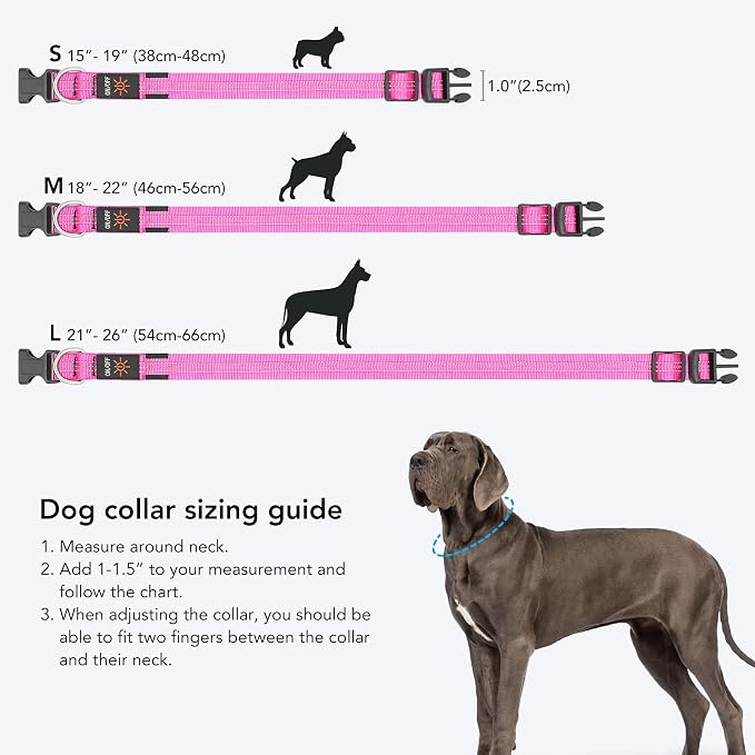 Weesiber Light Up Dog Collars - Rechargeable LED Collar - Reflective Adjustable Dog Lights for Night Walking (Pink, Small) - Image 4