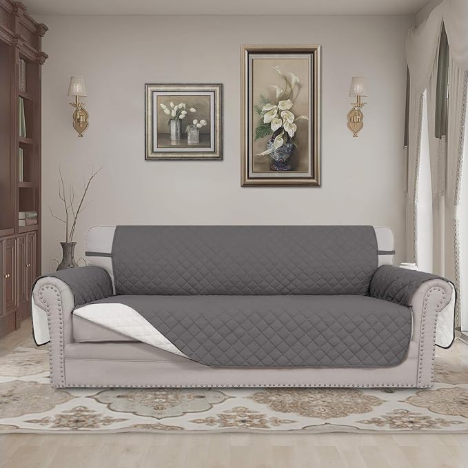 Easy-Going Reversible Couch Cover, 4 Seater Sofa, XX-Large Sofa, Gray/Ivory | Machine Washable Slipcover For Dogs, Water Resistant Furniture Mat For Living Room, Non-Slip Sofa Cover, Pet Friendly - Image 2