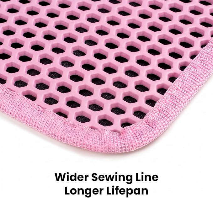 Cat Litter Mat New Size 23.6"x14.6" for Small Spaces, Upgrade Super Waterproof Back Layer Litter Box Mat, Non Slip, Durable, Soft on Paws Kitty Trapping Matt, Pink - Image 7
