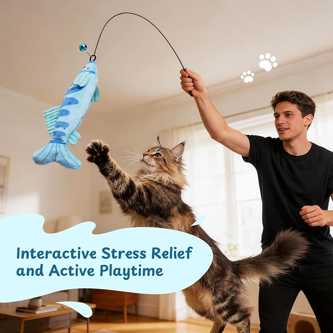Catnip Toys, [12000mg] Extra Large Toys for Indoor Cats with Removable Bell, 100% Natural North American Catnip Floppy Fish Cat, Crinkle Sound & Soft Cotton-Free Surface - Image 6
