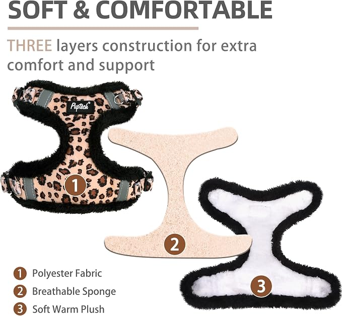 PUPTECK Dog Harness and Leash Set Small Sized, Step in No Pull Adjustable Puppy Cat Harness Reflective Pet Vest - Image 2