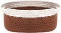 JMvicyroam Small Woven Basket, Empty Gift Basket, White&Brown/1 Pack | Small Gift Basket, Cotton Rope, 12 x 8 x 57 in, Handles, Includes Ribbon and Bag, Birthday Gift Basket by JMvicyroam