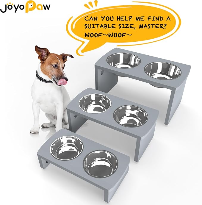 Elevated Dog Bowls, Bamboo Raised Dog Bowl for Medium Dogs, with 2 Stainless Steel Bowls (7'' Tall-40 oz Bowl, Grey) - Image 7